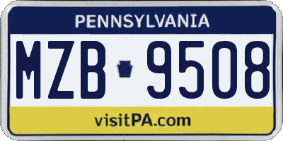 PA license plate MZB9508