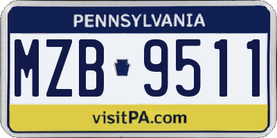 PA license plate MZB9511