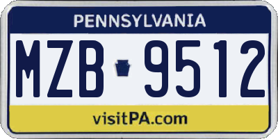 PA license plate MZB9512