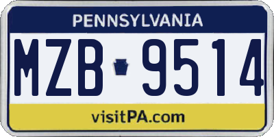 PA license plate MZB9514
