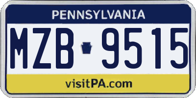 PA license plate MZB9515