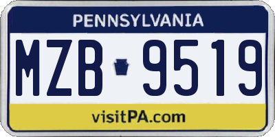 PA license plate MZB9519