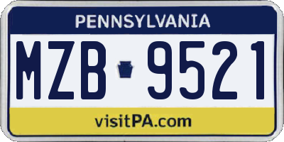 PA license plate MZB9521