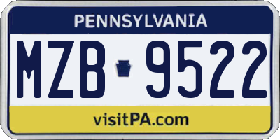 PA license plate MZB9522