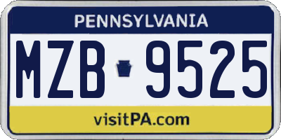 PA license plate MZB9525