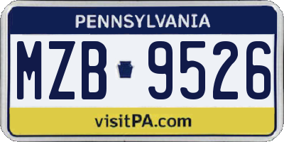 PA license plate MZB9526