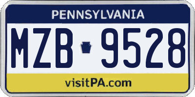 PA license plate MZB9528