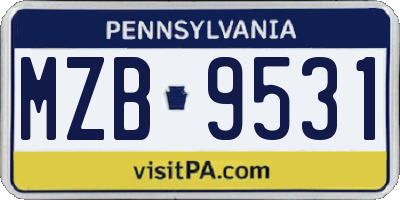 PA license plate MZB9531