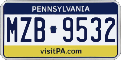 PA license plate MZB9532