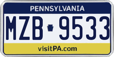 PA license plate MZB9533