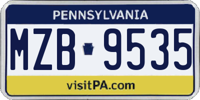 PA license plate MZB9535