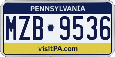 PA license plate MZB9536
