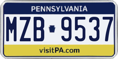 PA license plate MZB9537
