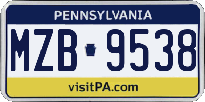 PA license plate MZB9538