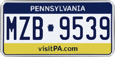 PA license plate MZB9539
