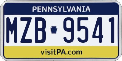 PA license plate MZB9541