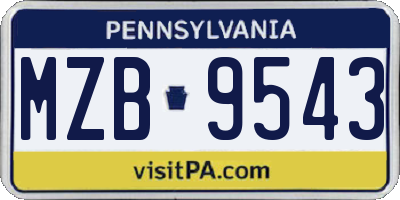 PA license plate MZB9543