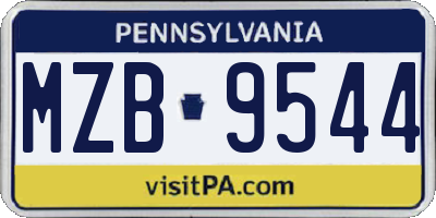 PA license plate MZB9544