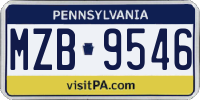 PA license plate MZB9546