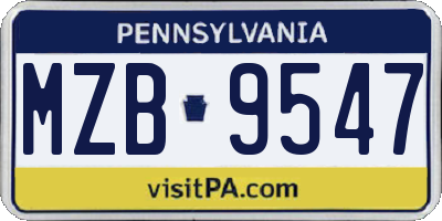 PA license plate MZB9547