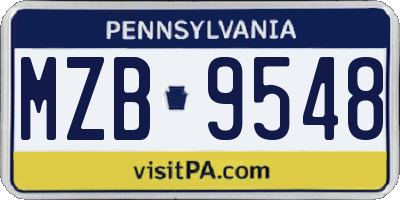 PA license plate MZB9548