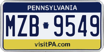 PA license plate MZB9549