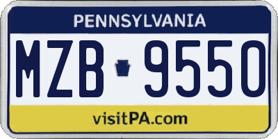 PA license plate MZB9550