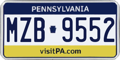 PA license plate MZB9552