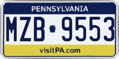 PA license plate MZB9553