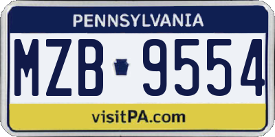 PA license plate MZB9554