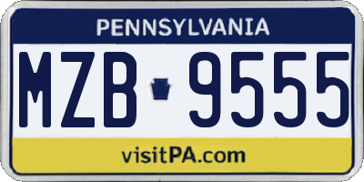 PA license plate MZB9555