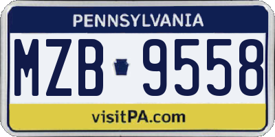 PA license plate MZB9558