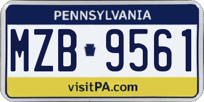 PA license plate MZB9561