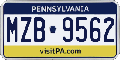 PA license plate MZB9562