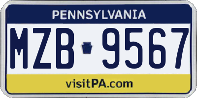 PA license plate MZB9567