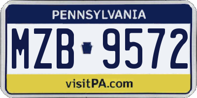 PA license plate MZB9572