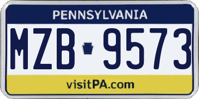 PA license plate MZB9573