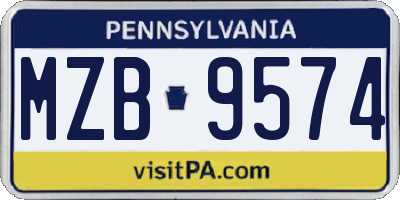 PA license plate MZB9574