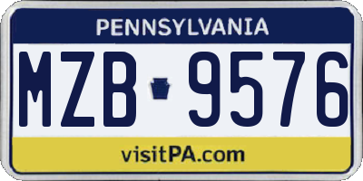 PA license plate MZB9576