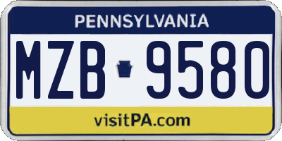 PA license plate MZB9580