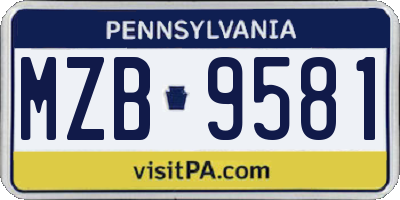 PA license plate MZB9581
