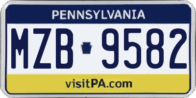 PA license plate MZB9582