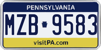 PA license plate MZB9583