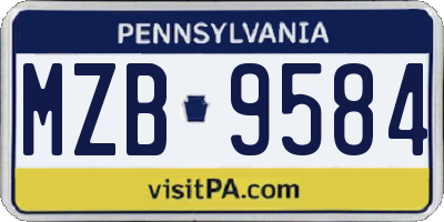 PA license plate MZB9584