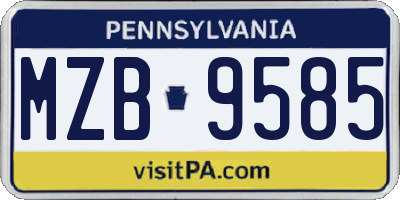 PA license plate MZB9585