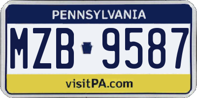 PA license plate MZB9587