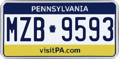 PA license plate MZB9593