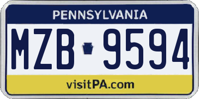PA license plate MZB9594