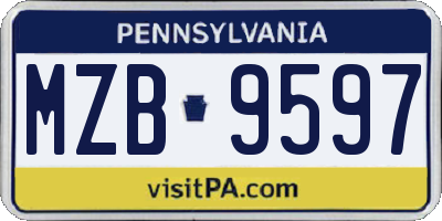 PA license plate MZB9597