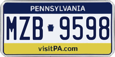 PA license plate MZB9598